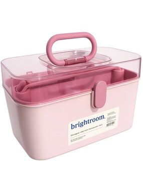 Pink Plastic Storage Organizer Box with Clear Lid